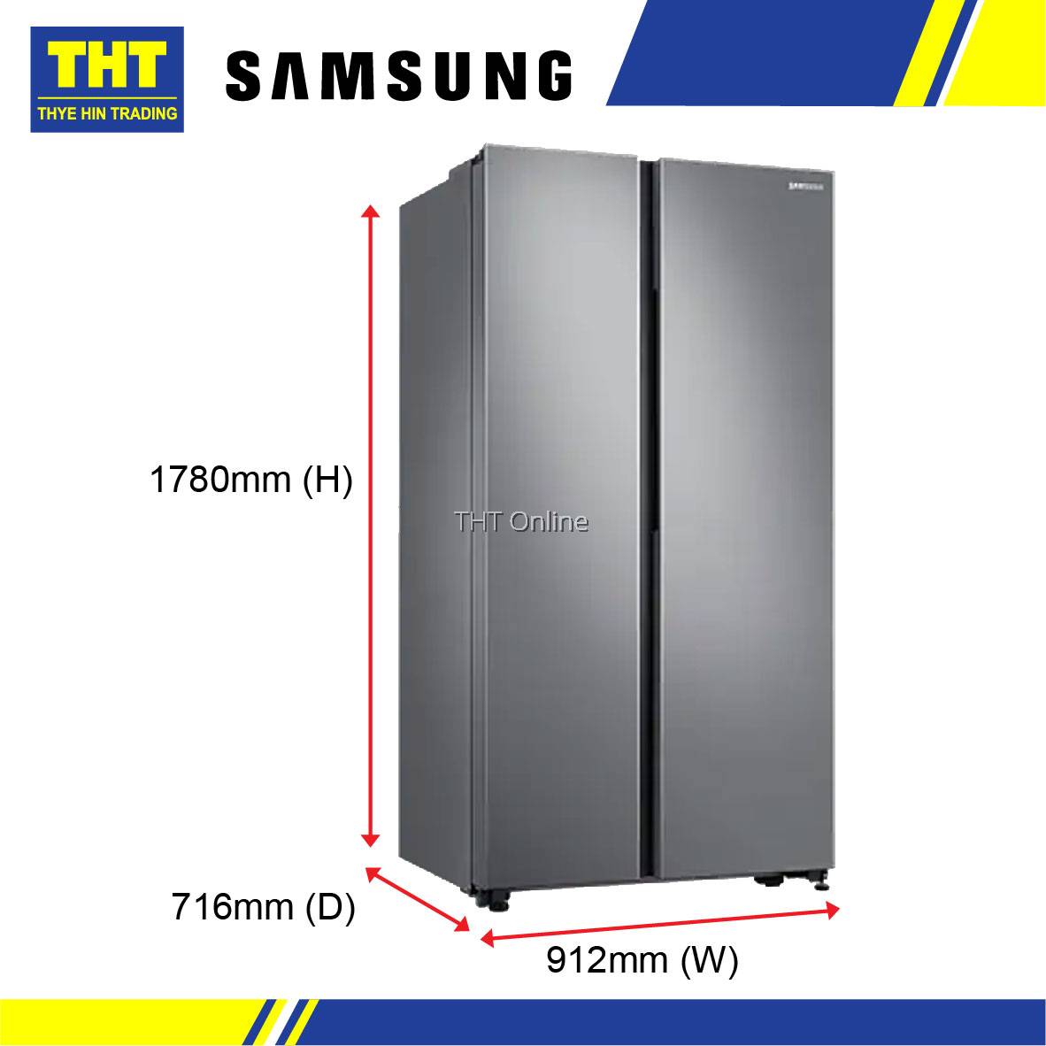 [680L] Samsung Side By side With SpaceMax Fridge RS62R5001M9/ME