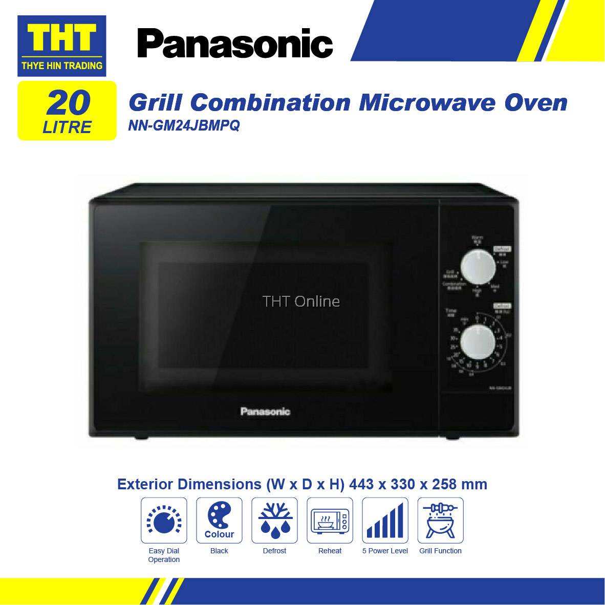 [20L] Panasonic Grill Combination Microwave Oven NNGM24JBMPQ