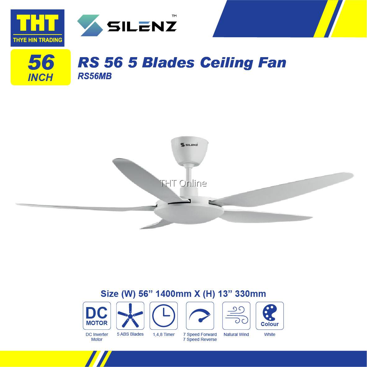 Silenz 56'' DC Motor Ceiling Fan With 7Speed RS56