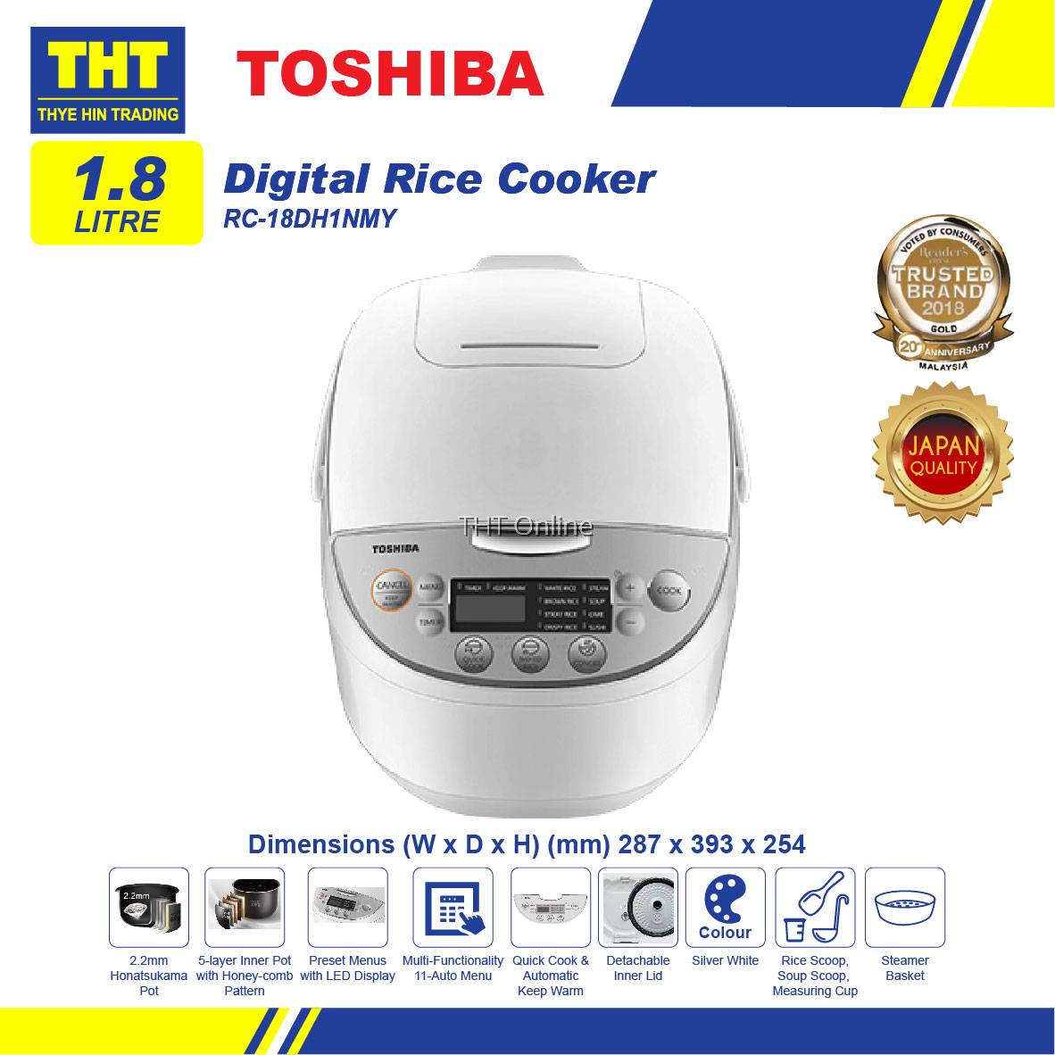 [1.8L] Toshiba Digital Rice Cooker RC18DH1NMY