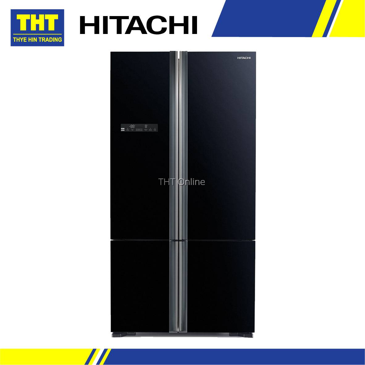[700L] Hitachi Fridge 4 Doors Inverter Bottom Freezer Glass Black R