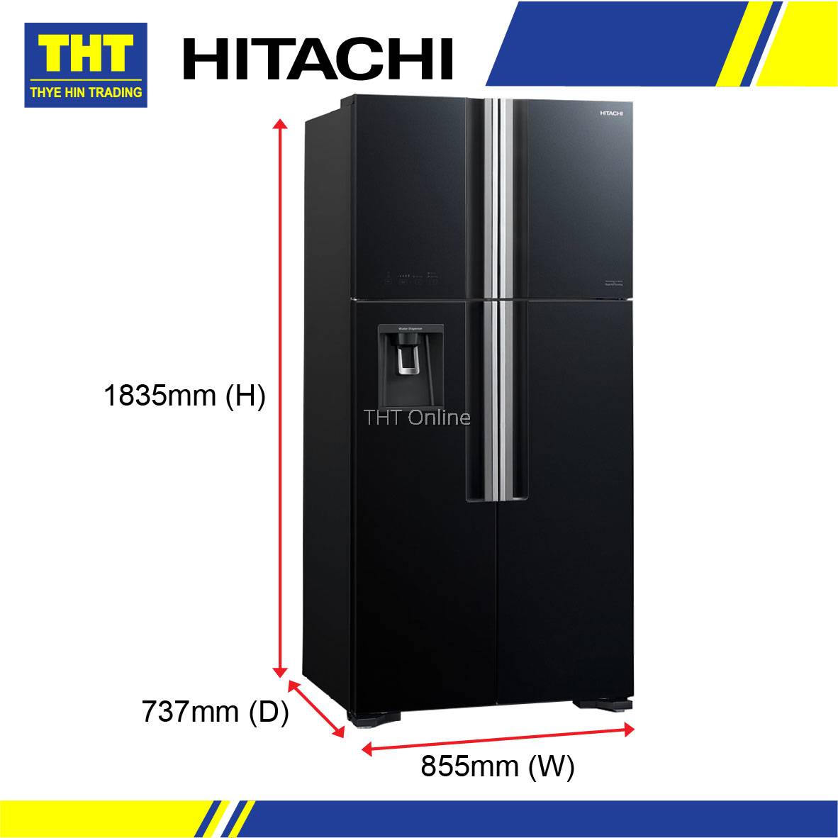 Hitachi 586L Big French SidebySide 4Door Refrigerator RW720P7M