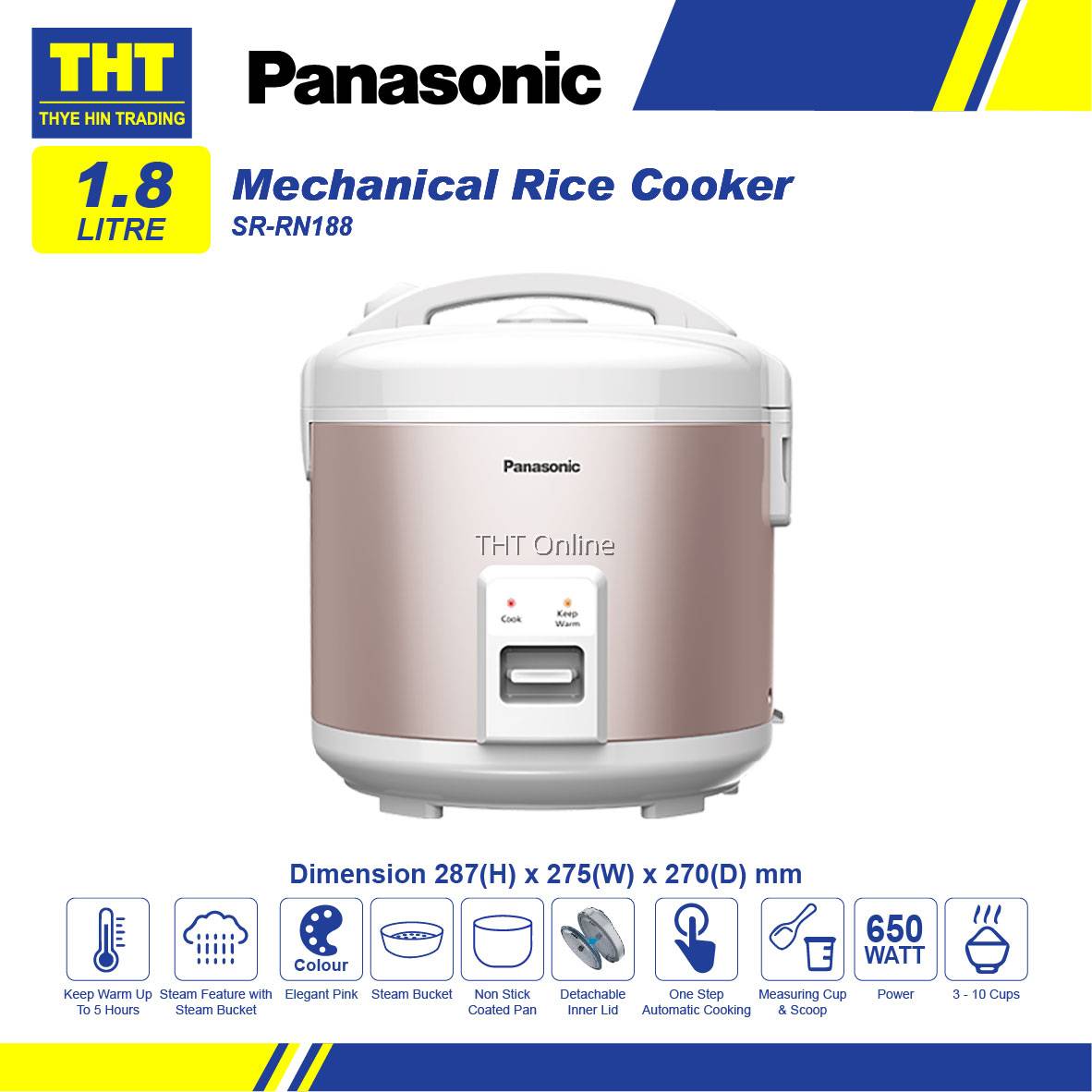 Panasonic SRRN188SSL 1.8L Mechanical Jar Rice Cooker