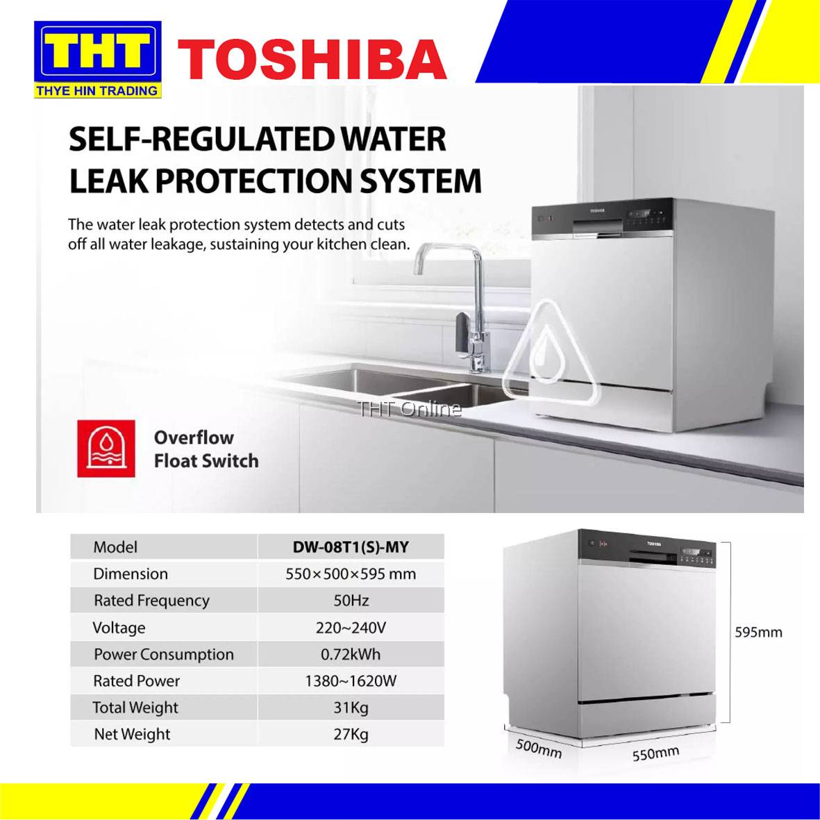 TOSHIBA TABLE TOP DISHWASHER 83PCS SANITIZING MODE DISINFECTION DISH