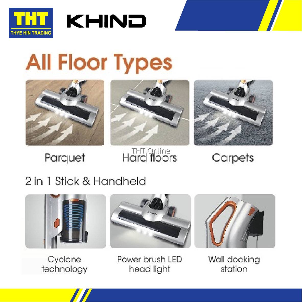 Khind VC9675 Rechargeable Handheld Cylone Cordless Vacuum Cleaner