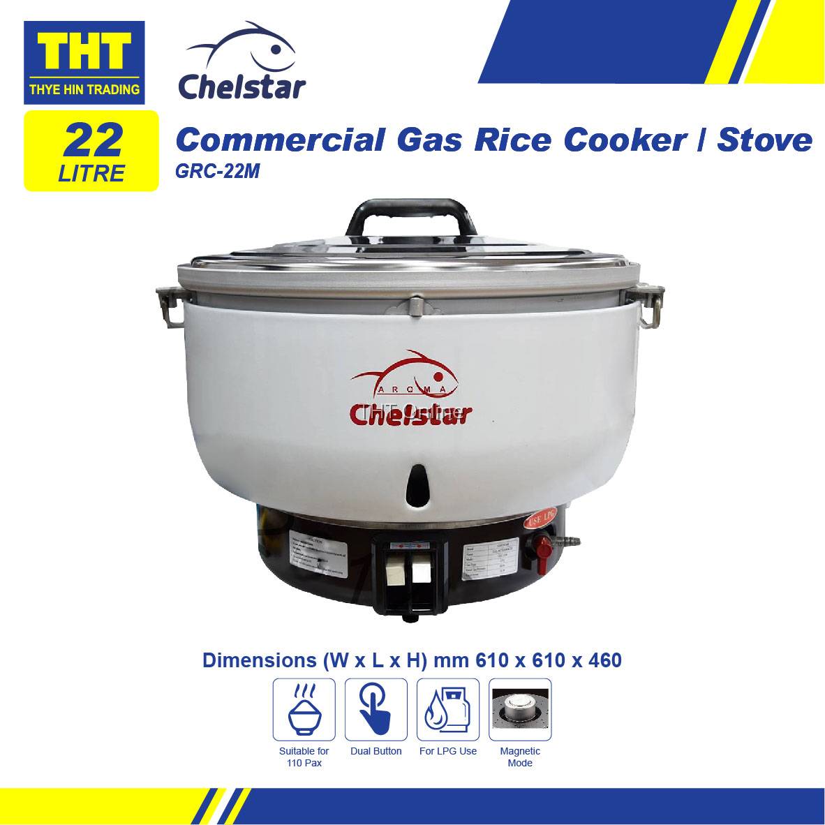 Chelstar 22 Liter Commercial Gas Rice Cooker / Stove (GRC22M)