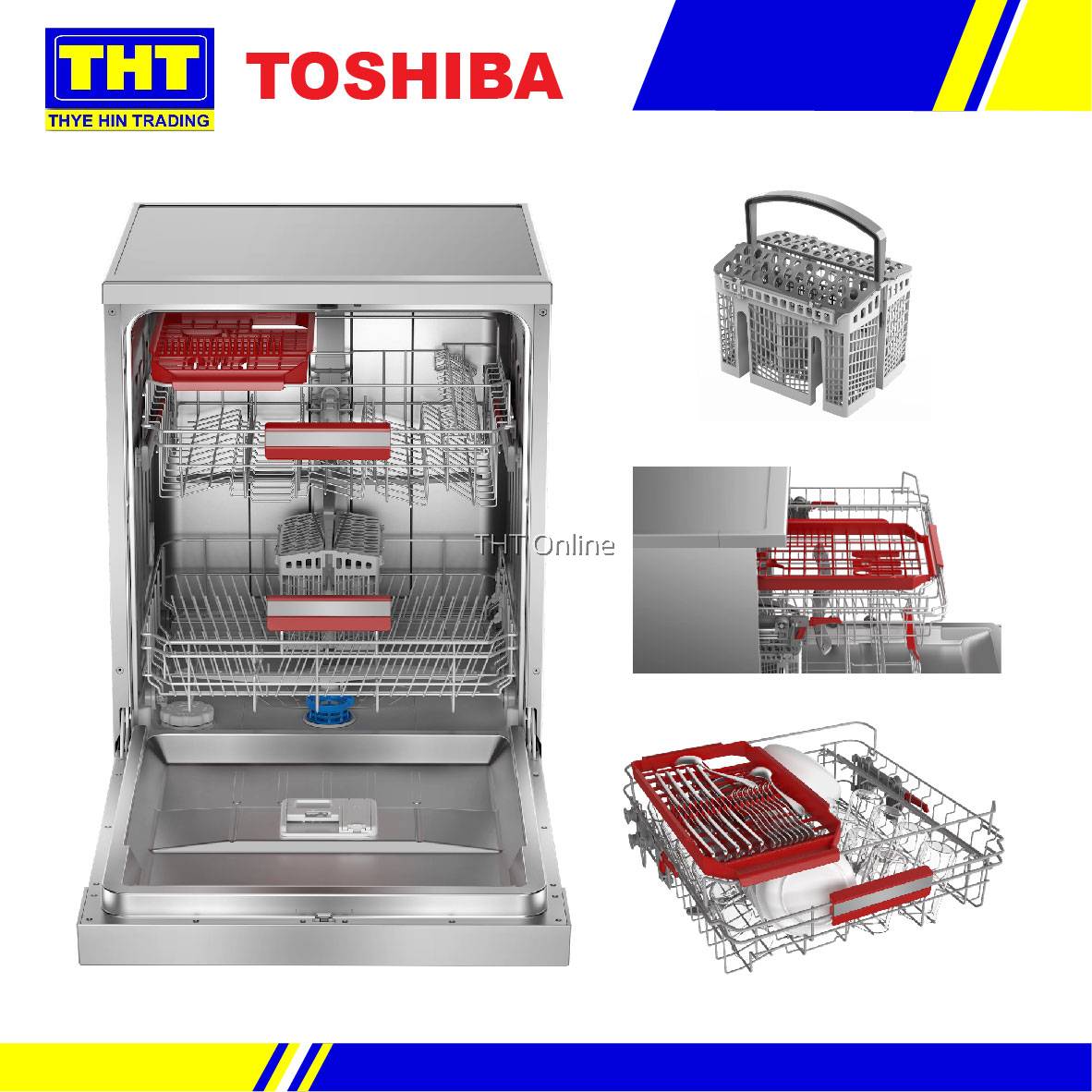 TOSHIBA 118PCS Dishwasher DW14F1(S)MY with 6 Program Dish Washer