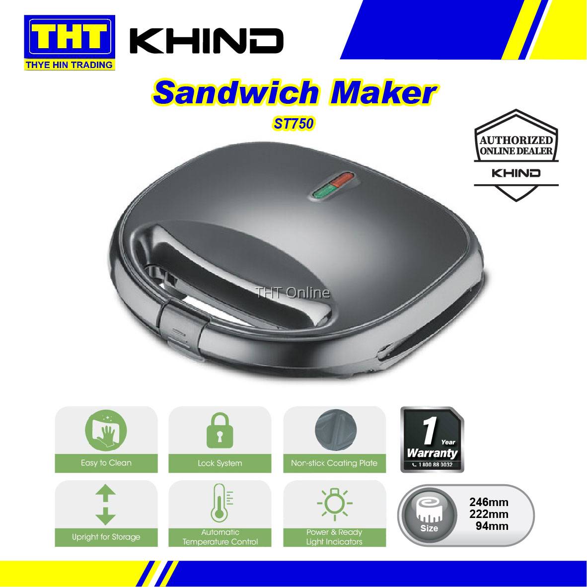 KHIND ST750 Sandwich Toaster