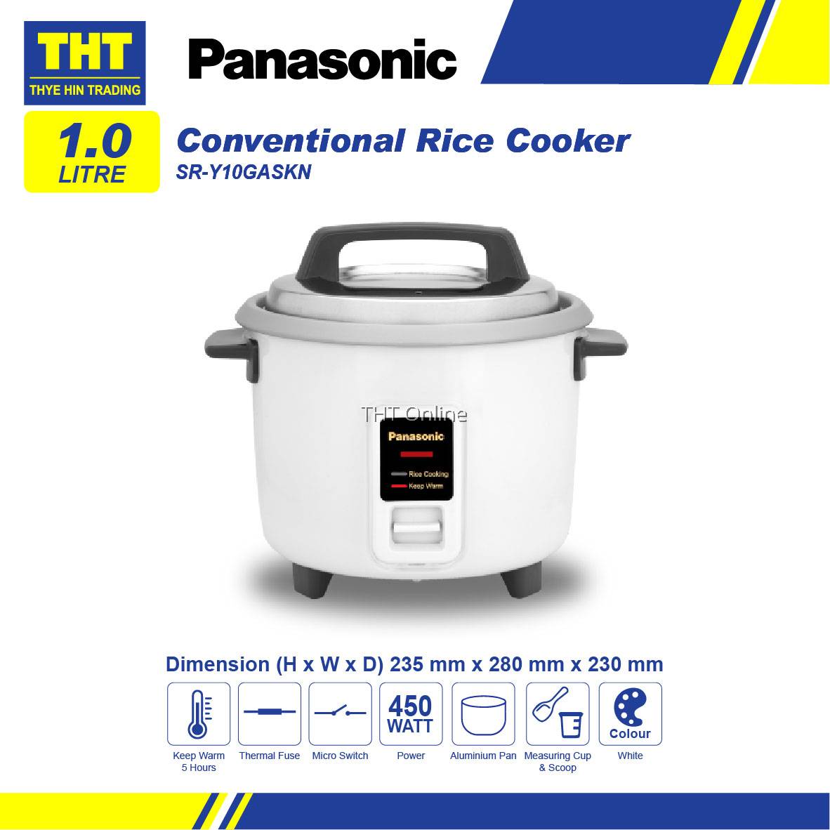PANASONIC 1.0L CONVENTIONAL RICE COOKER SRY10G
