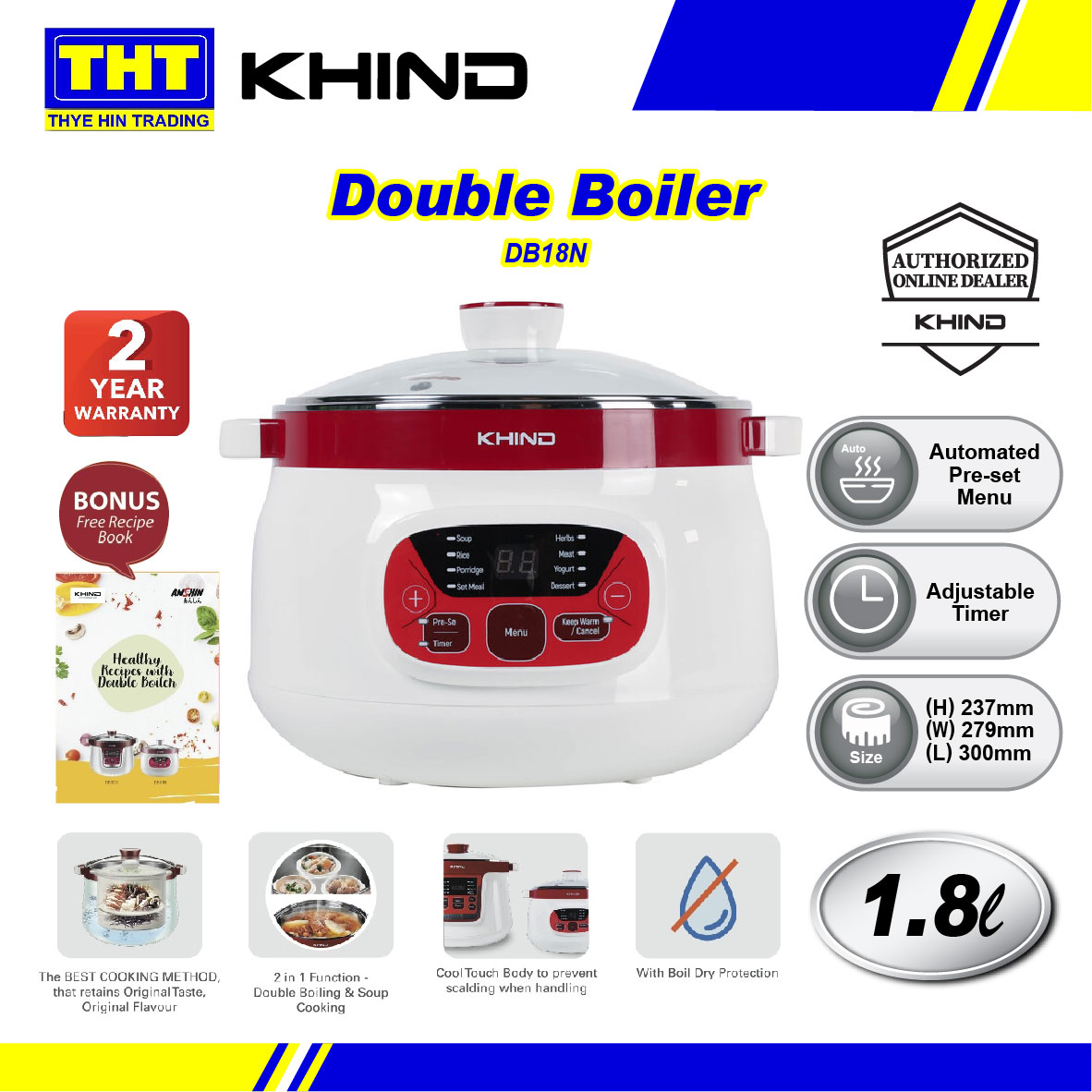 Khind Double Boiler (1.8L) DB18N