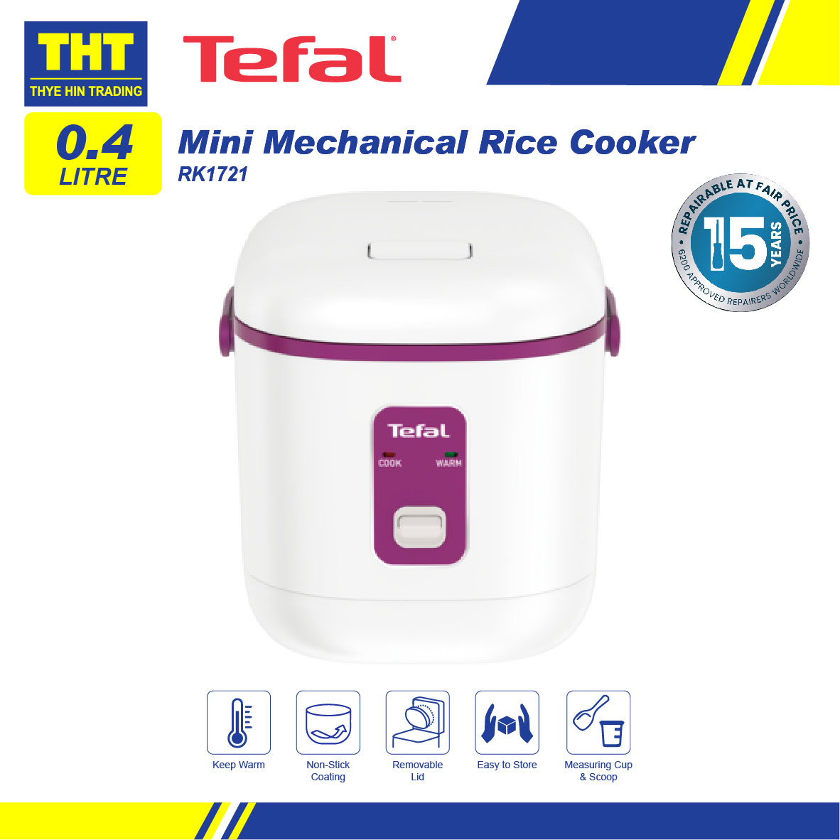 [ 0.4L] Tefal Non Stick Mini Rice Cooker RK1721