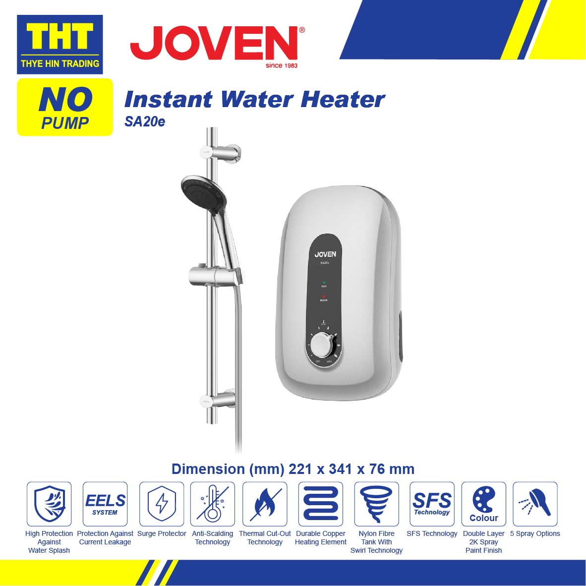 Joven Non Pump Water Heater SA20e