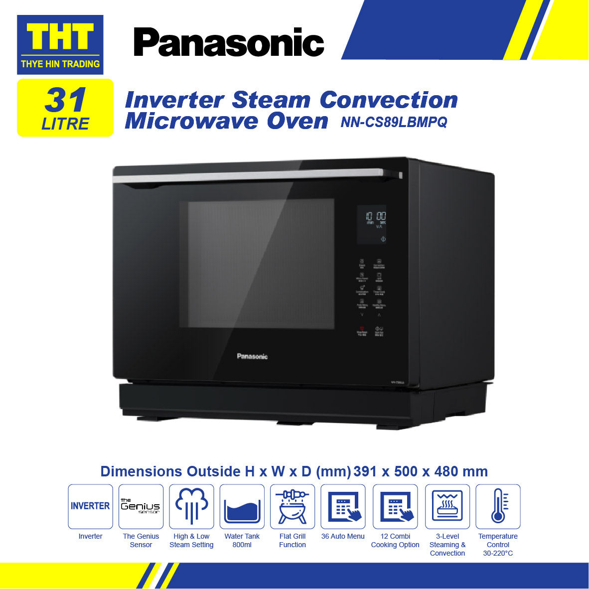 [31L] Panasonic Inverter Steam Convection Microwave Oven NNCS89LBMPQ