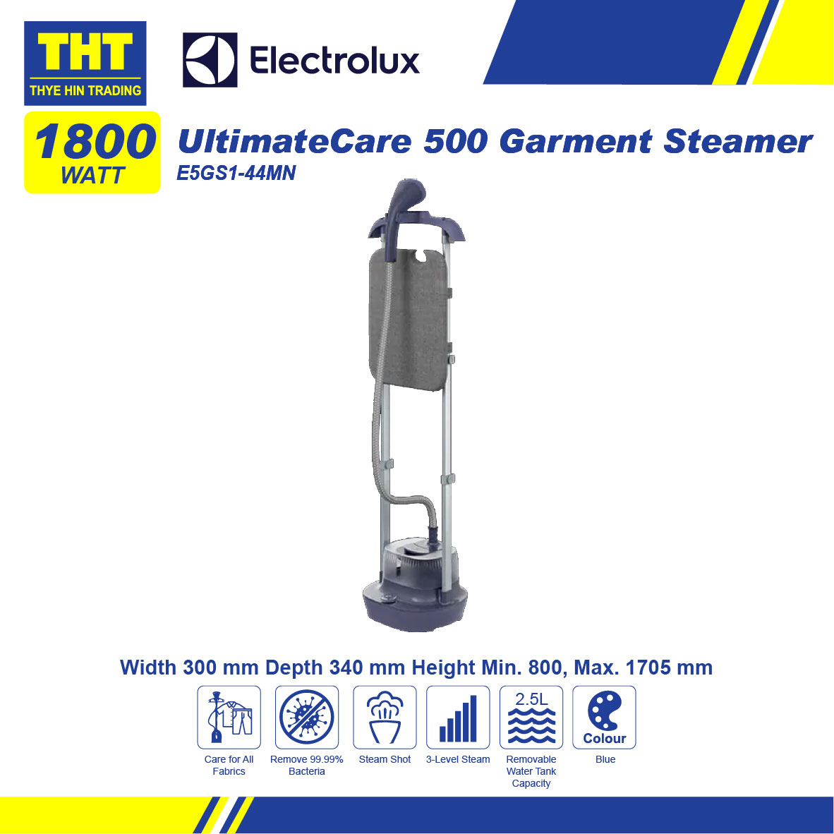 Electrolux 1800W UltimateCare 500 garment steamer E5GS144MN