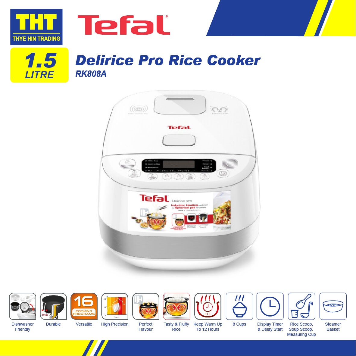 [1.5L] Tefal Delirice Pro Induction Spherical Pot Rice Cooker RK808A65