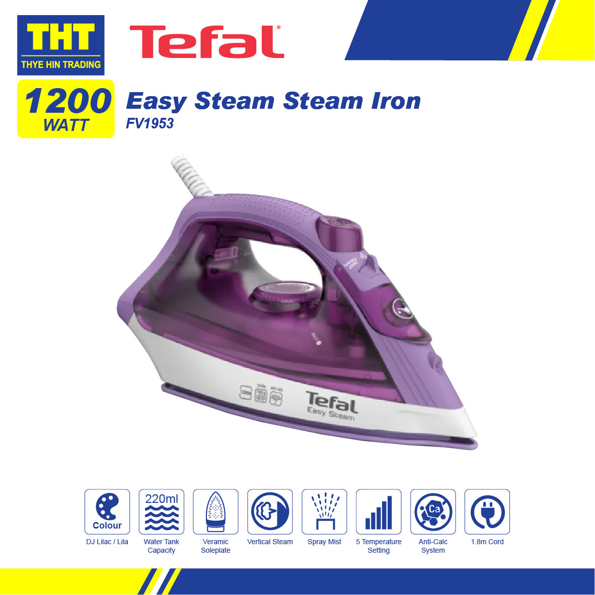 Tefal Easy Steam Steam Iron (Ceramic Soleplate) FV1953