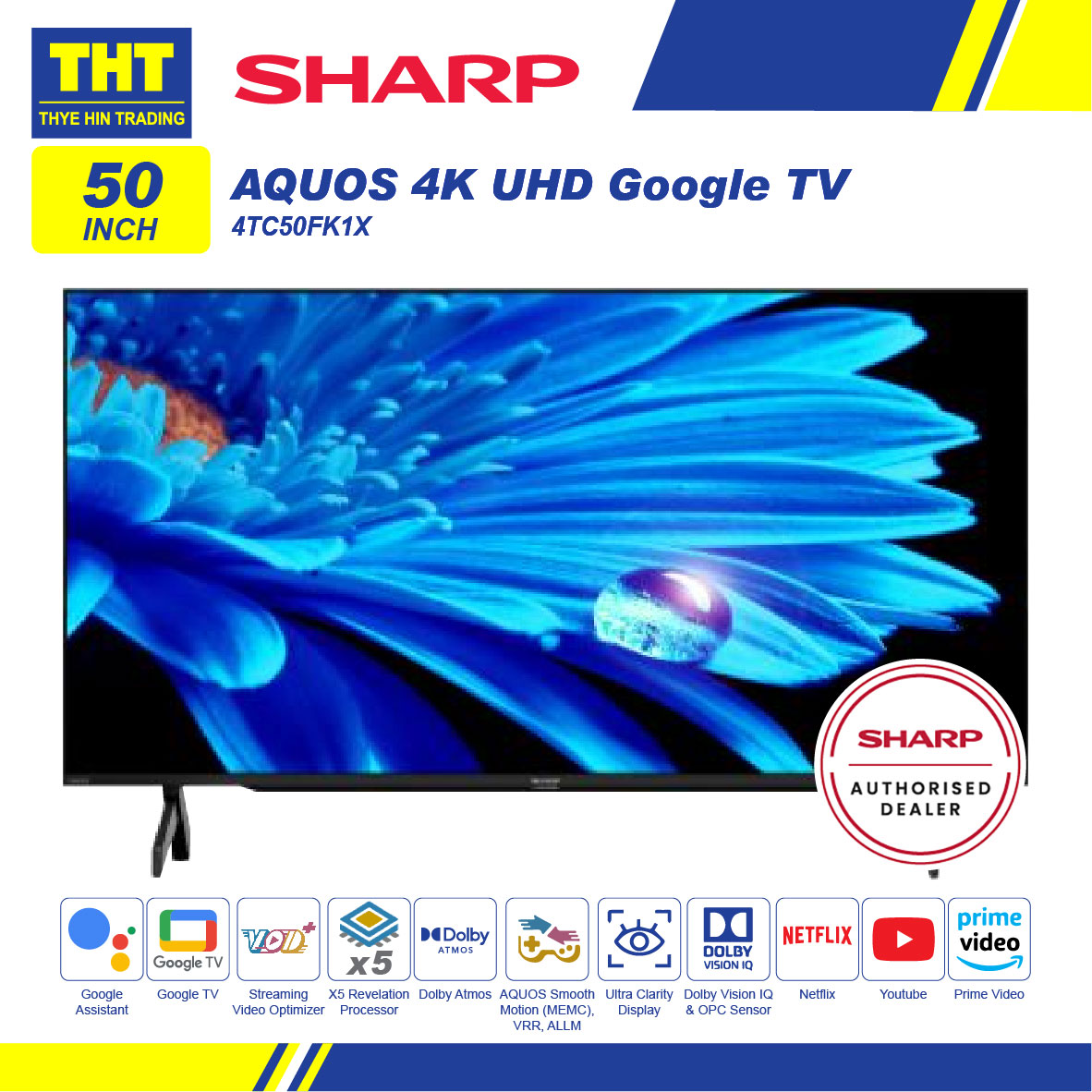 [50''] Sharp AQUOS 4K UHD Google TV 4TC50FK1X