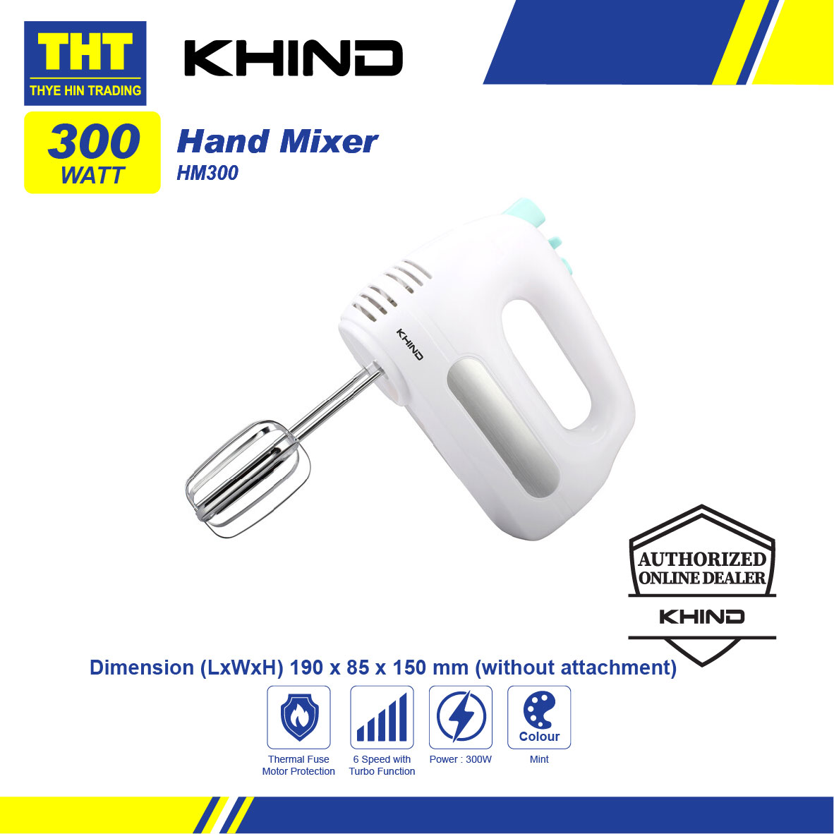 KHIND TURBO HAND MIXER WITH 6 SPEEDS CONTROL HM300
