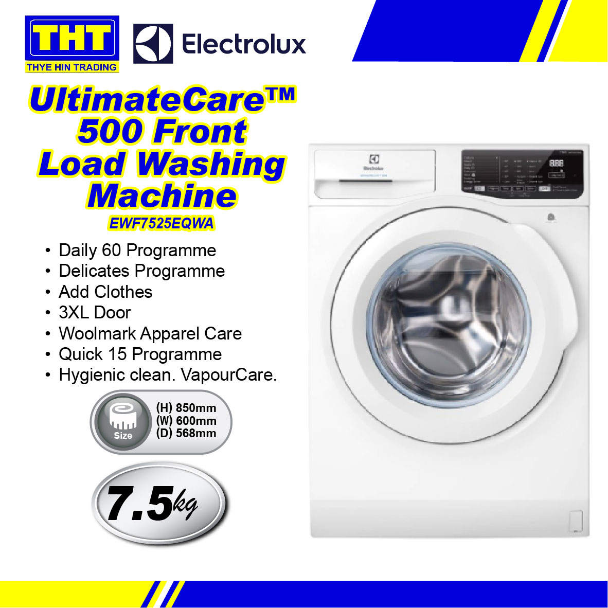 Electrolux 7.5kg UltimateCare™ 500 Front Load Washing Machine EWF7525EQWA
