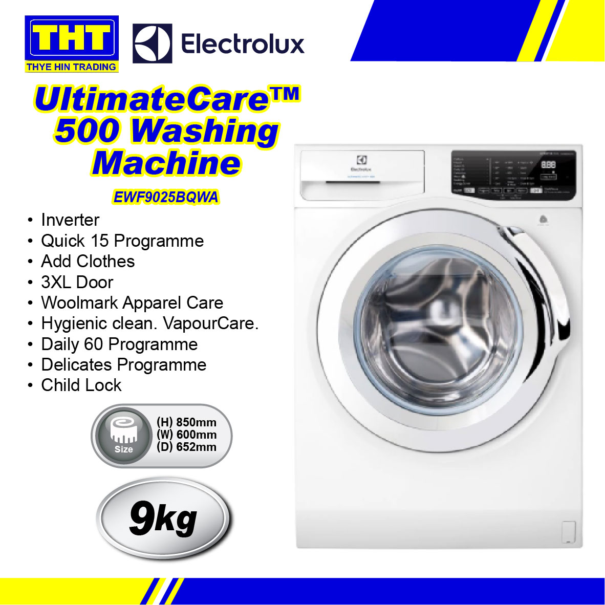 Electrolux 9KG ULTIMATECARE™ 500 Washing Machine EWF9025BQWA