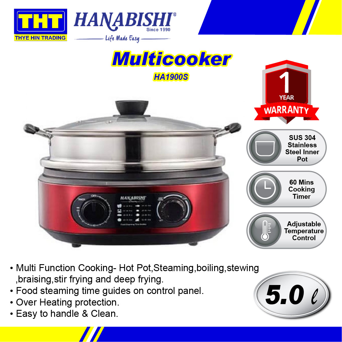 Hanabishi 5.0L Multi Cooker HA1900S