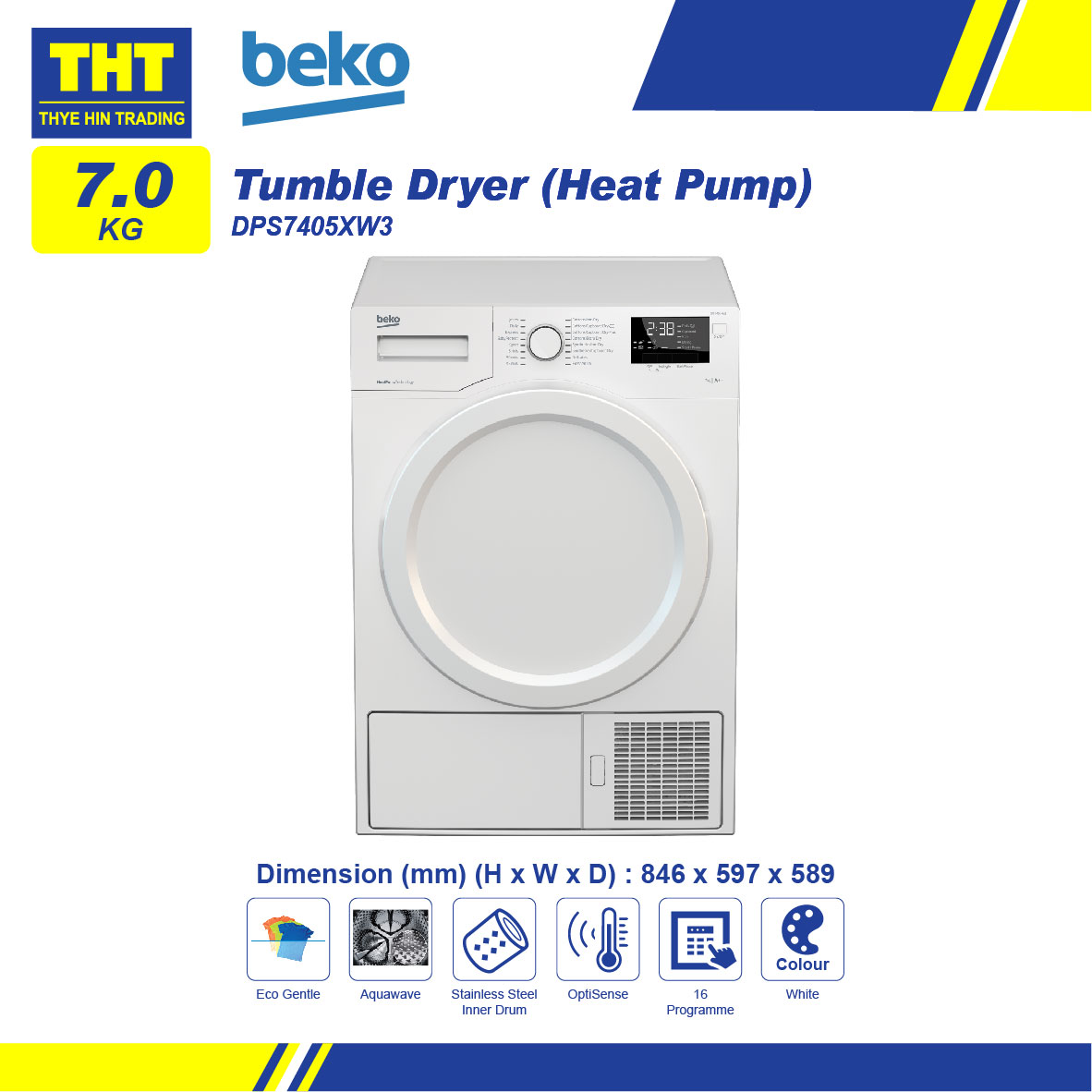 Beko 7kg Heat Pump Dryer DPS7405XW3